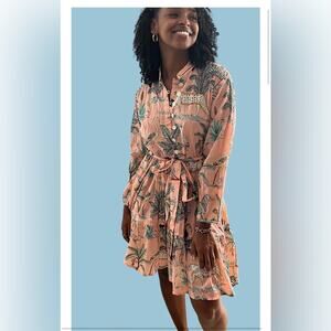 Zoe's Empire novelty print pink dress, size xs